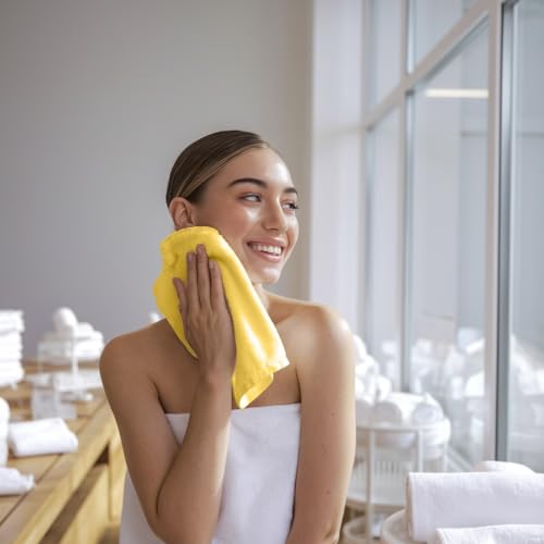 Image of Towel and Linen Mart 100% Cotton - Wash Cloth Set - Flannel Face Cloths, Highly Absorbent and Soft Feel Fingertip Towels (Yellow, Pack of 12)