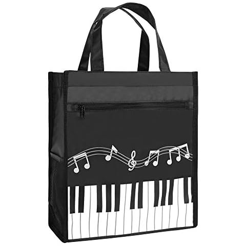 Rinastore BestSounds Piano Keys Music Waterproof Oxford Cloth Handbag Tote Shopping Book Bag Gift for Kids & Students (Black) Cover