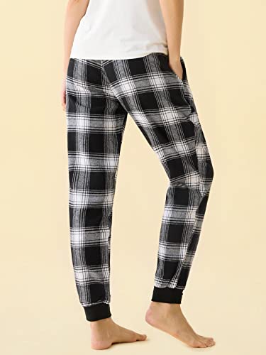 Latuza Women's Cotton Flannel Plaid Pajama Jogger Pants4
