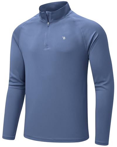 BGOWATU Men's Hiking Shirts Long Sleeve Sun Shirts UPF 50+ Quarter Zip Pullover Quick Dry Rash Guard