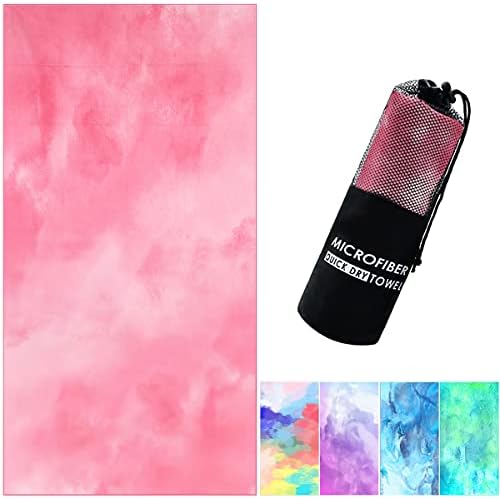 YICTION Microfiber Beach Towels for Adults, Sand Free Beach Towels Oversized, 70.9x35.5 Large Quick Dry Beach Towel Pink