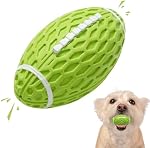 Small Squeaky Dog Toys, Rubber Puppy Football Toy for for Aggressive Chewers, Durable and Interactive Dog Toys for Small Dogs, Tough Fetch Dog Ball Toy, Green, Small