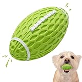 Petinstinct Small Squeaky Dog Toy, Rubber Dog Ball for Aggressive Chewers, Floating Fetch Outdoor Puppy Toys, Durable and Interactive Toy for Small Dogs, Bouncy Football, Green, Small