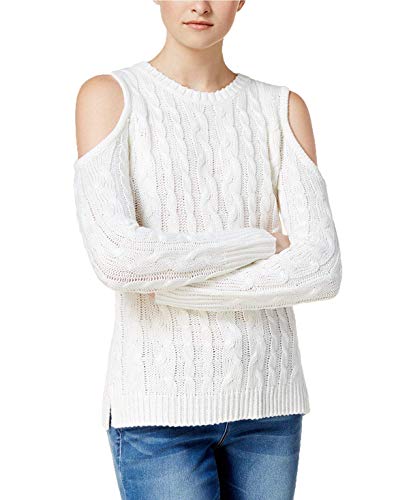 Juniors Cold Shoulder Cable Knit Sweater