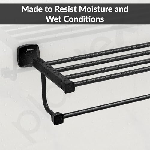 Image of Plantex Space Aluminum Towel Rack for Bathroom /Towel Stand /Hanger /Bathroom Accessories(24 Inch-Black)