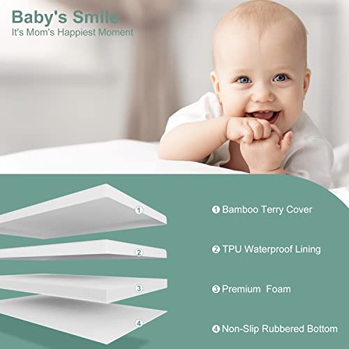 Ferlizer Mini Crib Mattress, 2.25 Inch Premium Foam Mini Crib Mattress Topper With 100% Waterproof Bamboo Cover For 38" X 24" Portable Mini Crib #TOP3