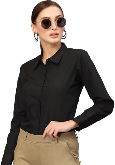 Women Solid Polycotton Regular Formal Shirt