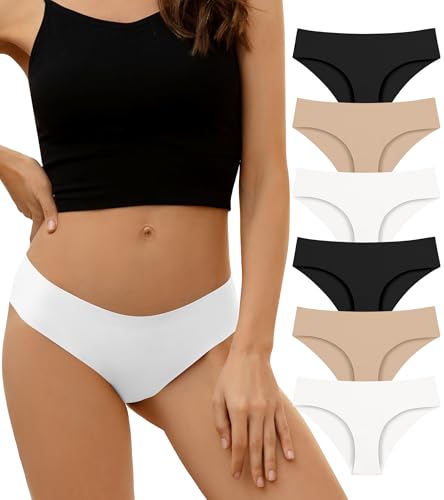 DEANGELMON Seamless Underwear for Women No Show Bikini Panties Comfortable Stretch Invisible Ladies Hipster Briefs