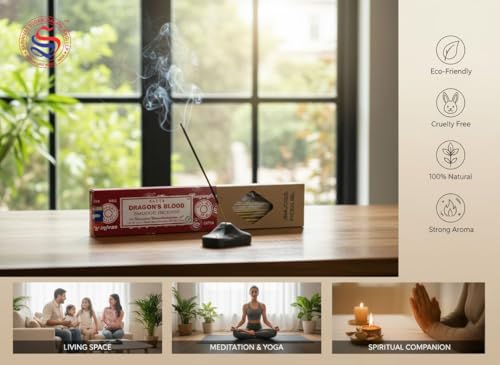 Image of Satya Smudge Incense Stick - Hand-Rolled Indian Masala Incense for Meditation, Yoga & Spiritual Cleansing Pack of 6 (Smudge Dragon Blood)