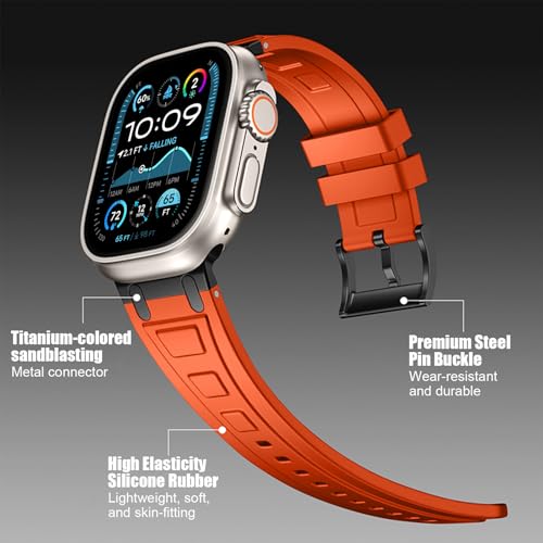 Image of Compatible with Apple Watch Series 11 10 Strap 46mm,Ultra 3 /2 /1 49mm Silicone Straps Compatible with iWatch Series 9 /8 /7 /6 /5 /4 /SE 3 45mm 44mm with Stainless Adapter (NO WATCH)