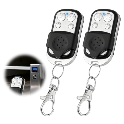 Amztour Mando Garaje Universal 433Mhz Código Fijo 2 Unidades Mando a Distancia Garaje 4 Canales con Función de Clonado Compatible con Puertas de Garaje, Portones, Alarmas y Coche