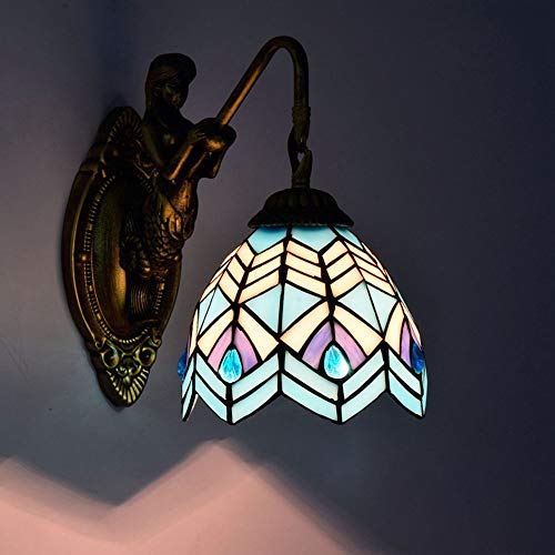 Applique murale de haut goût en vitrail bleu pour miroir de chambre