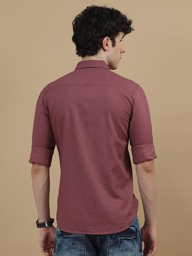 Image of COOL COLORS Men's Solid Slim Fit Casual Shirt | Breathable Soft Fabric | Spread Collar | Stylish Modern Comfort | Office, Party, Weekend Essential