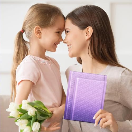 Image of Fuxury 4x8 Bubble Mailer 800 Pack Gradient Purple Cute Bubble Envelopes