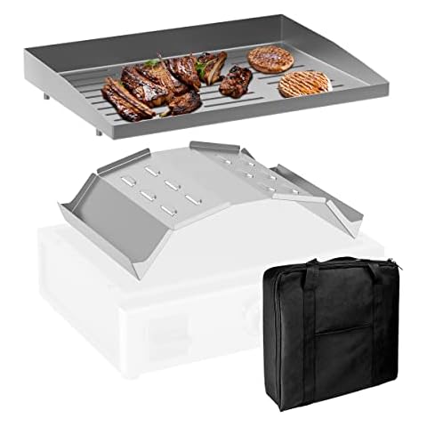 Heavy Duty Stainless Steel Tabletop Griddle for Blackstone 17" Flat Top Griddle Grill Station Stainless Steel, with Grease Drip Tray (New Grease Management System), Waterproof Carrying Bag Cover