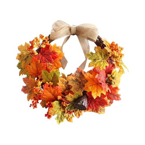 Corona de otoño – Decoración de día festivo de Acción de Gracias al aire libre de 18 pulgadas para festival de cosecha, puerta delantera, chimenea, porche, chimenea, pared, ventana, entrada, oficina