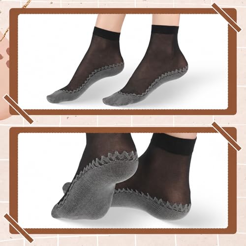 Image of InnoHHustle Sheer Socks, 12 Pairs Nylon Socks for Women Sheer Ankle Sock Women Ankle Stockings Silk Sock