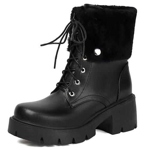 Bottes de cheville femme Asterisco à lacets et talon bloc moyen noir, tailles 35-42