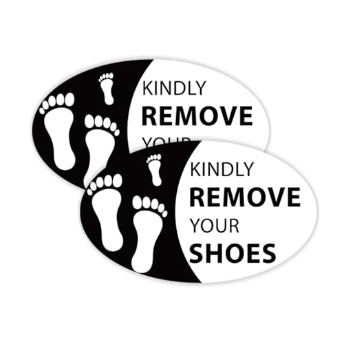 GEEKBEAR Remove Your Shoes Sign - 2 Pack Acrylic, Unique, Durable - 6.3 x 3.8 in (Footprint), 6.3 x 3.8 inches