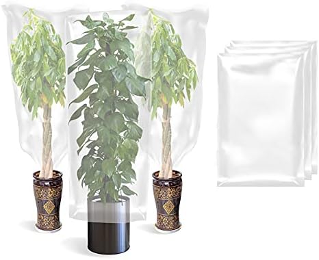 Sirozi 3 Pack Plant Protection Film Cover, 44" x 27.5" Winter Transparent Plant Freeze Protection Bags Outdoors Garden Greenhouse Plant Frost Cover Bags
