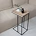 COZAYH Farmhouse C Table Couch End Table, Distressed Beaded Edge Tray Top Snack Side Table, Black