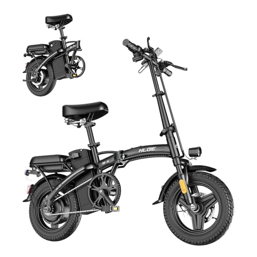 HLOIE Folding Electric Bike for Adults, 400W (Peak 500W) Motor,23MPH Max Speed Foldable Electric Bicycles,14" Ebike, 48V12AH Battery 35 Miles PAS Range Mini E Bikes for Adults and Teens