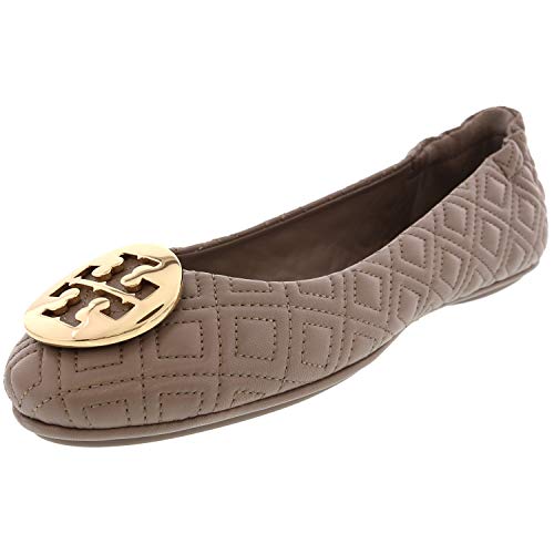 Tory Burch Women's Quilted Minnie Leather Slip On Ballet Flat Beige Size 9