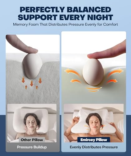 Image of Sleep Doctor Approved Cervical Neck Pillow for Sleeping, Ergonomic Contour Side Sleeper Pillows for Adults, Cooling Orthopedic Pillow for Pain Relief Support, Memory Foam Pillows Back Stomach Sleepers