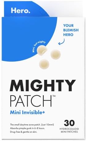 Mighty Patch Mini Invisible+ Patches - X-Small Daytime Hydrocolloid Acne Pimple Patches for Covering Zits & Blemishes, Blends Into Skin & Barely There (30 Count, 10mm Patch)