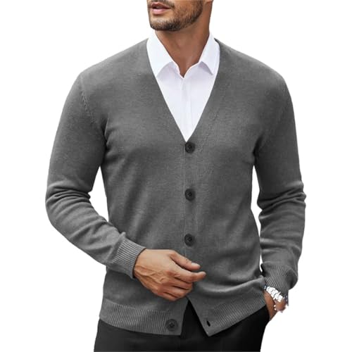 Men's V-Neck Cardigan - Casual Button Down Knitted Sweatcoat Outdoor Streetwear4