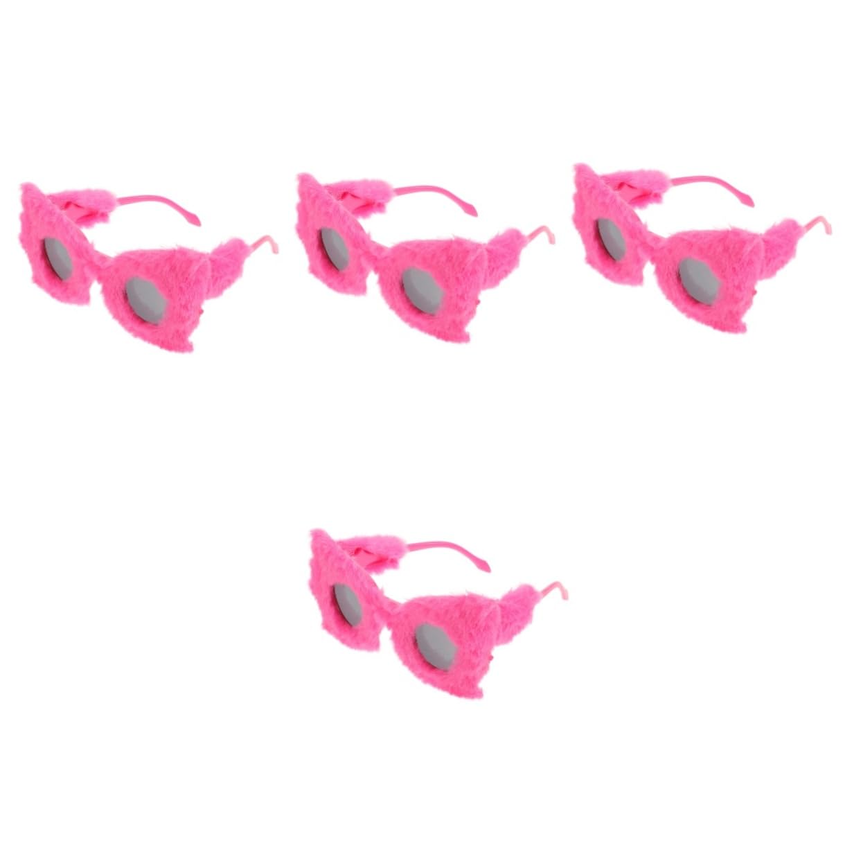 4stücke Flauschige Sonnenbrille Für Frauen Trendige Jahre Partybrille Mit Furry-design Für Festivals Und Besondere Anlässe Einzigartiges Accessoire Leuchtendem Rosarot