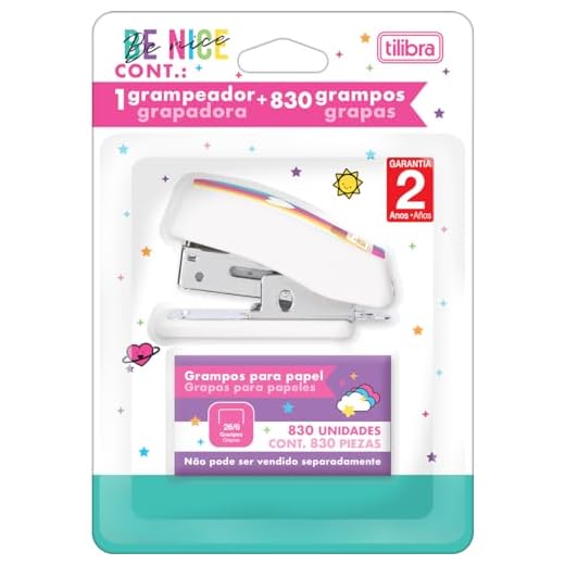 Tilibra - Grampeador 12 Folhas Mini com Extrator Be Nice+ 830 Grampos