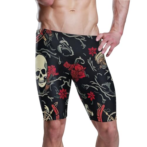 UMIRIKO Sugar Skull Skeleton Gothic Swim Jammers for Men Athletic Durable S B0400557