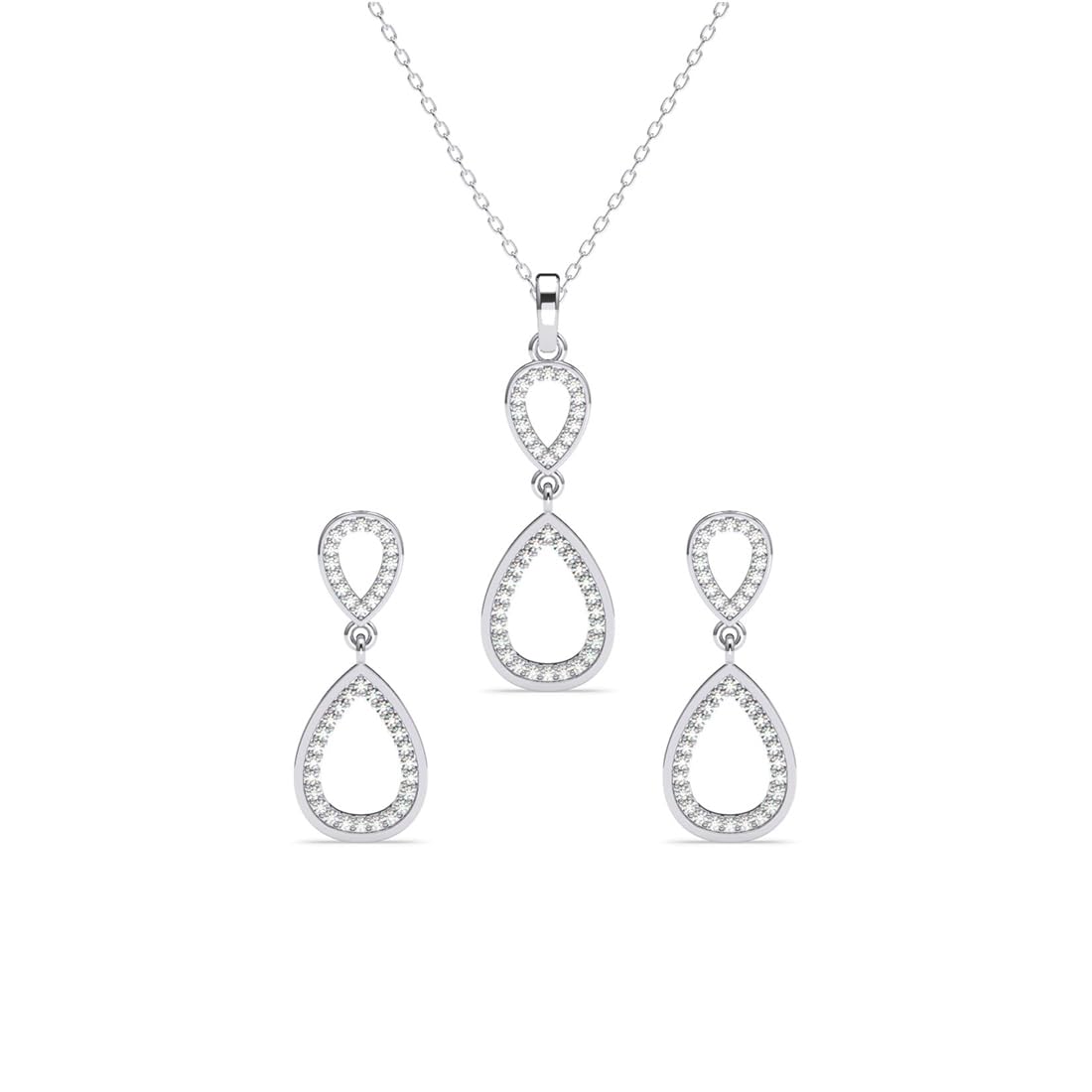 Clara 925 Sterling Silver Serenity Pendant Earrings Chain Necklace Jewellery Set | Platinum Plated, Swiss Zirconia | Gift for Women and Girls (B0D9CX9RJ7) Amazon Price History, Amazon Price Tracker