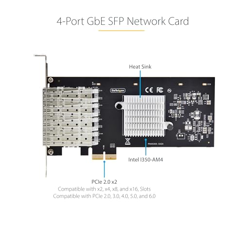 Image of StarTech 4-Port GbE SFP Network Card, Intel I350-AM4, PCIe 2.0X 2 (x4, x8