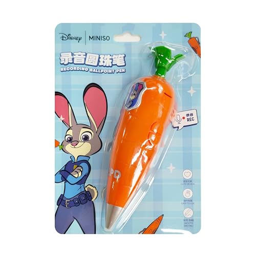 MINISO Zootopia Judy Garry Cartoon Recording Ballpoint Pen Carrot and Snake Design Voice Recorder Feature push-button writing ballpoint pen (Judy)