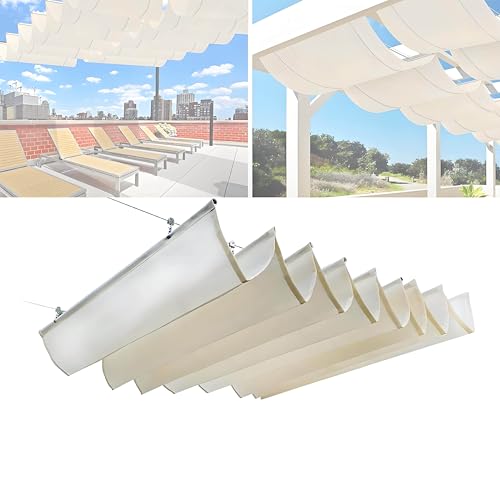 Cubierta retráctil azul para pérgola, kit de repuesto para toldo al aire libre con accesorios de montaje para fiestas en el patio, solución de sombra de 3.3 x 42.8 pies