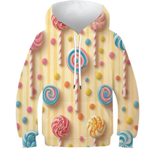 Sweat à capuche enfant Lollipop imprimé 3D 9-11 ans pour l'hiver