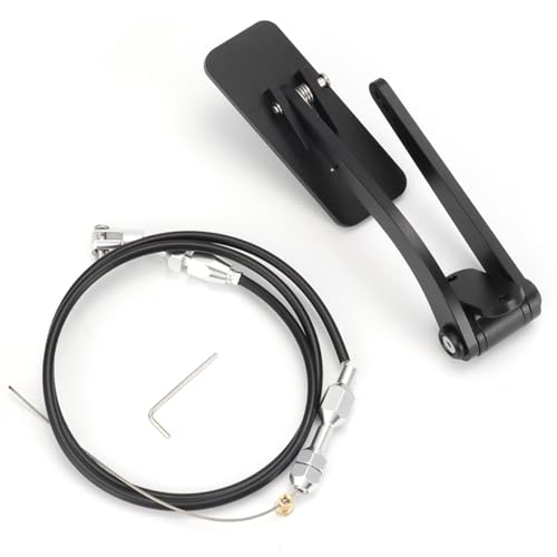 Universal Black Aluminum Gas Pedal Compatible with Street Rat Rod GM Chevy Ford Mopar (Black Pedal with Rubber Cable)