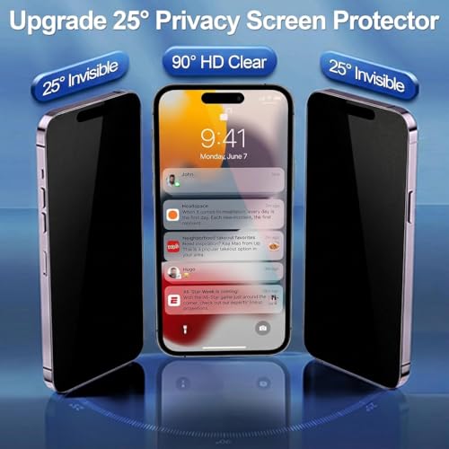Image of 4 Pack Privacy Screen Protector for iPhone 16 Pro Max 6.9 Inch | Tempered Glass for iPhone 16 ProMax Anti-Peeping Anti-Blue light Frame Full Coverage Anti-Scratch