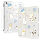 BlHMCASE Cute Kawaii Cat Kitten for iPad (A16) 11th/10th Generation Case 11 Inch/10.9 Inch 2025/2022 with Pencil Holder, Auto Sleep/Wake, White Leather Acrylic Back Detachable Cover
