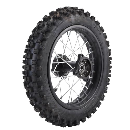 Acouto Conjunto de Llanta de Rueda Trasera de 12 Pulgadas, Llanta de Rueda Trasera 80 100 12 con Rotor de Freno y Piñón, para Apollo SSR 50 Ml 125 Ml XR CRF Dirt Pit Bike Tao Kayo TSD