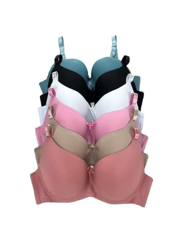 imsa moda Women's Nylon Lycra Padded Non-Wired Full Coverage Everyday Bra (Pack of 2) (Assorted Coloured)-picture-10