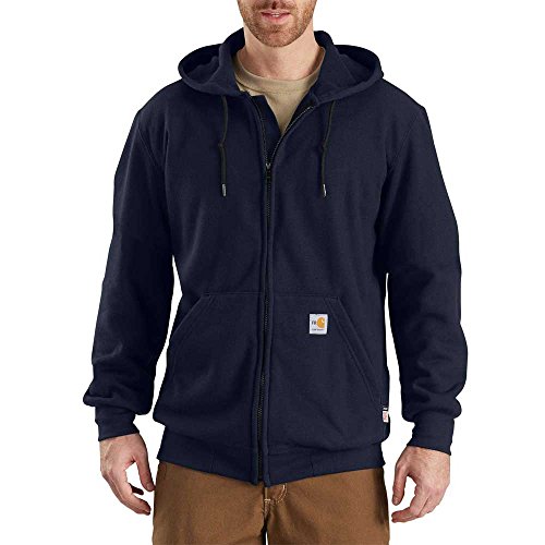Carhartt Men's Flame Resistant Heavyweight Zip Flame Resistant Sweatshirt Sweater, -dark navy, 2X-Large