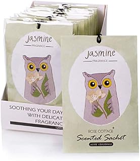 Rose Cottage 12Packs Jasmine Closet Air Freshener Deodorizer Scented Sachets Bags for Drawer