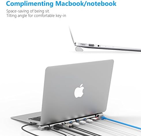 WNNT USB3.0 docking station, 2560x1440@50Hz HDMI, gigabit LAN,USB3.0 card reader, 3.5mm microphone/headphone jacks, support Macbook AIR/Windows lap, with A2C adapter to support New Macbook