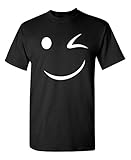 Wink Smile Face Graphic Novelty Funny Gag Gift T Shirt XL Black