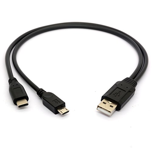 Usb 3.1 Type C Multi Charging Cable, Usb 2.0 With 1X Micro Usb And 1X Usb C Connectors Compact Charger Cable Cord 30Cm #TOP3
