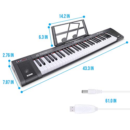 RenFox Digital Piano – Elektronisches Klavier mit 61 Tasten