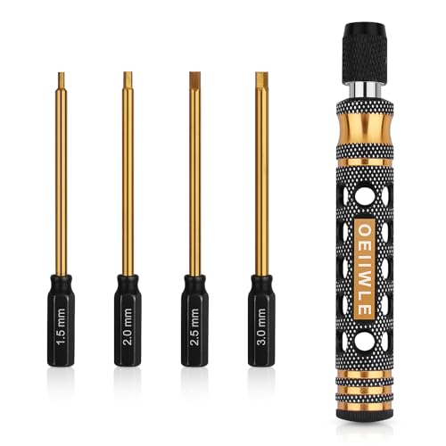 AEXCVG 4in1 RC Hex Screwdriver Set, 1.5/2.0/2.5/3.0mm Hobby Car Tool Kit, Compatible with Traxxas Slash/Rustler 4x4/Arrma/Redcat/Axial/Tamiya RC, Buggy, Truggy, Drone, Boat, Robot Repair Tools